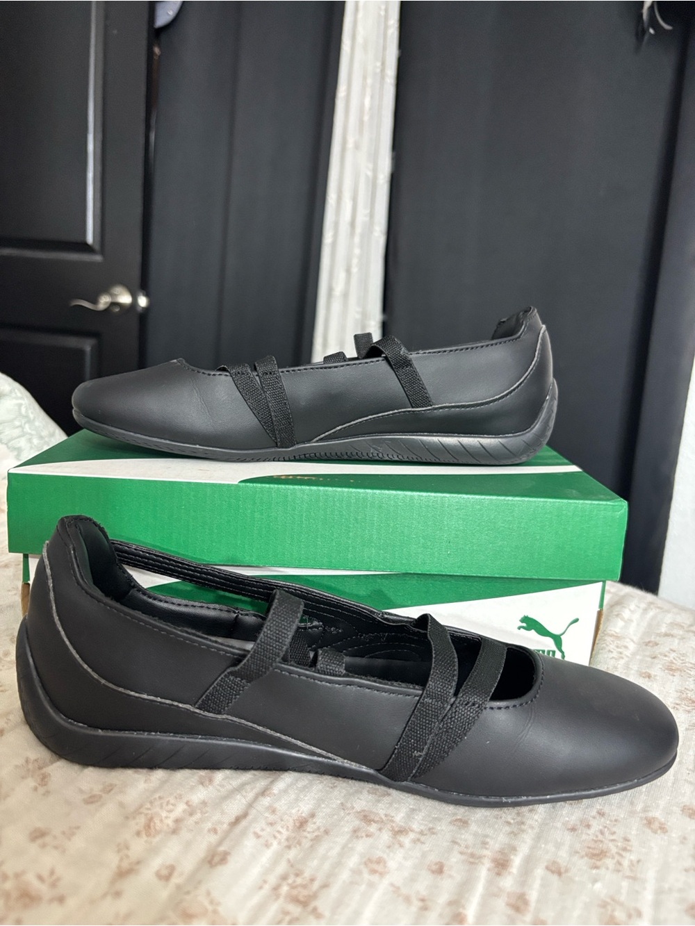 Puma Women’s Black Slip-On Ballet-Inspired Flats